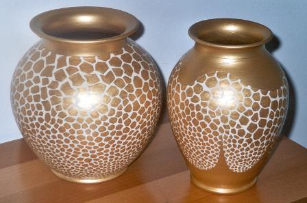 Ceramica: Coppia vasi oro, realizzata da Caldararo Graziella