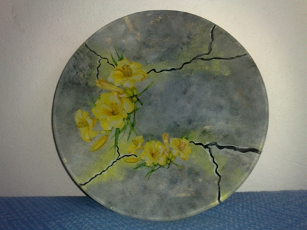 Dcoupage: Piatto fiori realizzato da Bruno Claudia