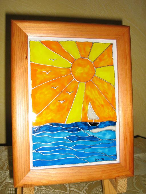 Vetro: Tramonto sul mare (stile Tiffany), realizzato da Debora